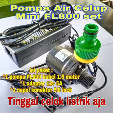 Jual Pompa Air Celup Mini DC 12V 800L H FL800 Set Lengkap Jakarta