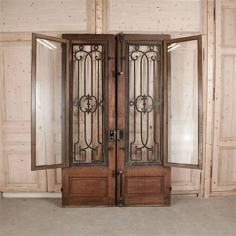 Pair Of Antique French Doors With Wrought Iron At 1stdibs