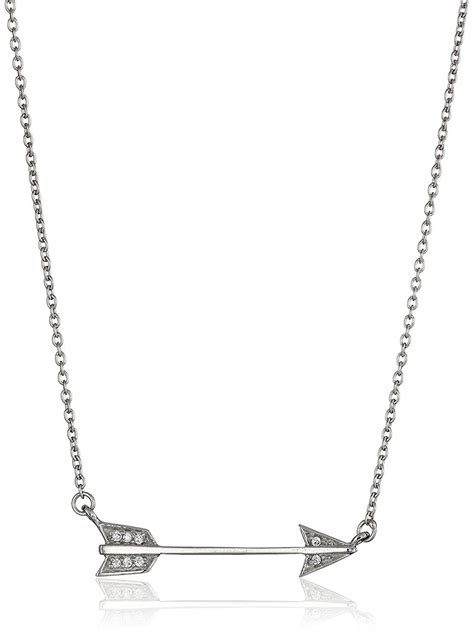 Sterling Silver Cubic Zirconia Arrow Necklace 16 2 Extender Want
