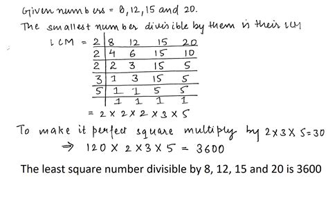 Find The Least Square Number Exactly Divisible By Each One Of The