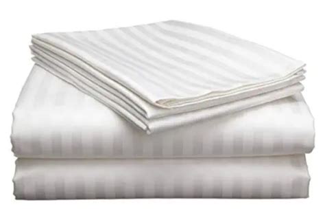 White Poly Cotton 200tc 1cm Stripe Bed Sheet For Hotel At Rs 195piece