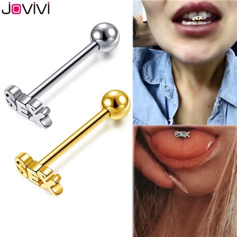 2022 New Jovivi 14ga Tongue Percing Labret Bar Lip Ring Stainless Steel Sex Blasting Leveraged