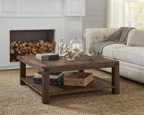 Black, square, coffee tables : Meadow Solid Wood Square Coffee Table in Brick Brown ...