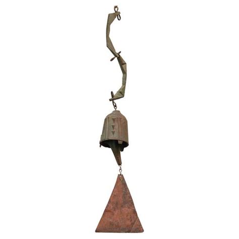 Large Cast Bronze 4 Bell Wind Chime Windbell By Paolo Soleri For