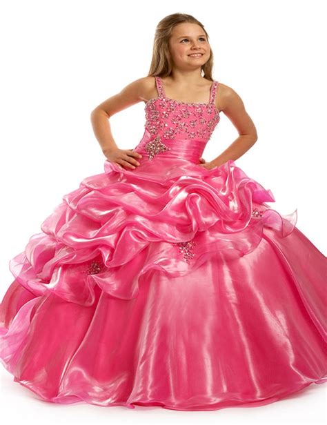 2017 Hot Pink Kids Party Gowns Beads Sequins Little Girls Pageant