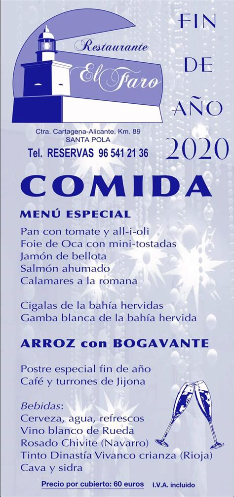 Cocina tradicional con toques gastronómicos creativos. Restaurante el Faro Santa Pola - Home - Santa Pola - Menu ...