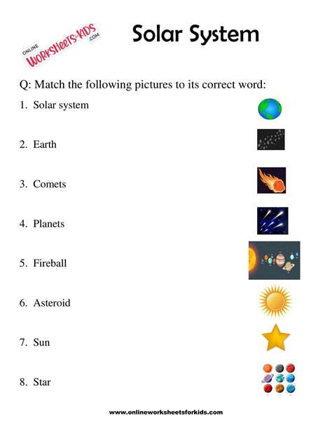 Solar System Worksheets For Grade 1 9