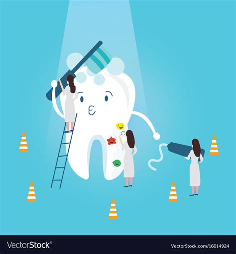 Teeth Protection Character Funny Brushing It Self Vector Image