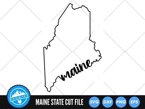 Maine Svg Maine Outline Usa States Cut File By Ld Digital