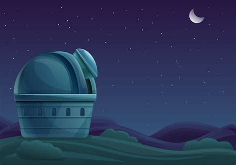 Premium Vector Cartoon Building Of The Observatory At Night With A