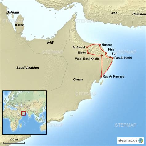 Stepmap Oman Landkarte Für Asien