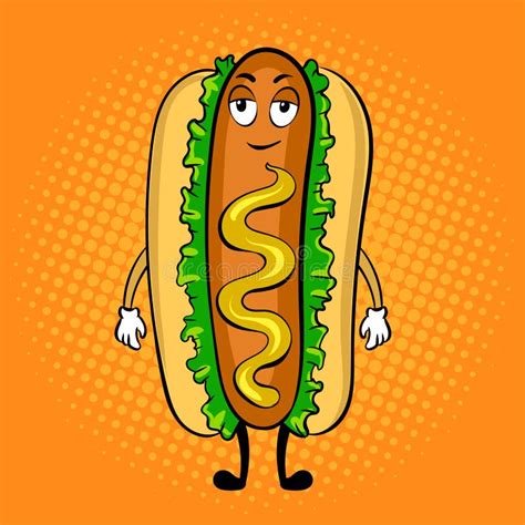 Hot Dog Cartoon Pop Art Vector Illustration Stock Vector Illustration