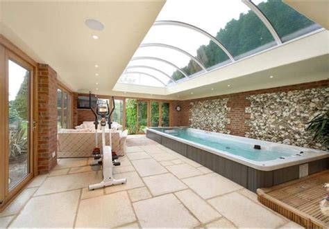 Indoor Endless Pool Swim Spa Workout Room With Gorgeous Overhead Custom
