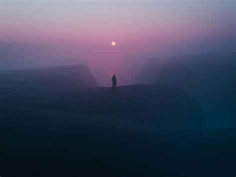 1400x1050 Foggy Horizons Person Standing At A Top Of Mountains