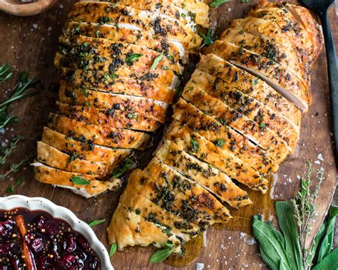Brown Butter Herb Roasted Turkey Breast With Cranberry Mostarda The