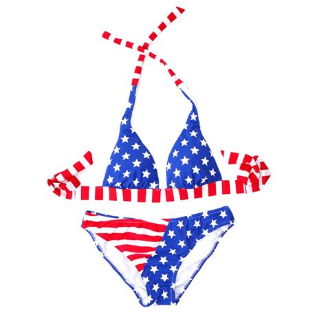 2019 swimsuits bikini bathing suit low wait wirt free print biquinis women american red blue