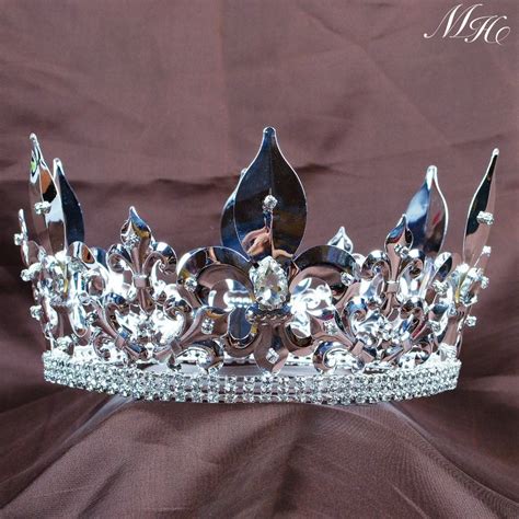 Mens King Tiara Imperial Medieval Crown Fleur De Lis 425 Clear