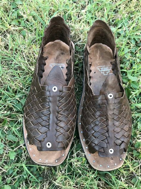 Mexican Cien 100 Clavos Huaraches Sandals Brown Leather Tire Sole Cuero
