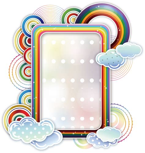 Borders And Frames Rainbow Cloud Clip Text Vector Border Png