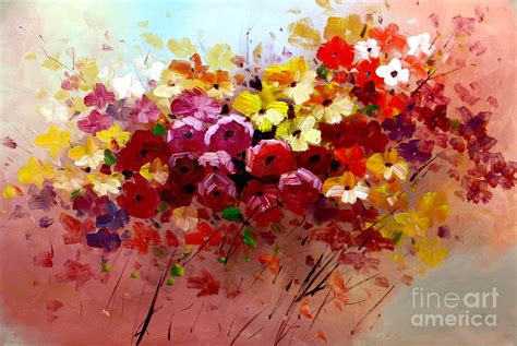 Sunrise Flowers Abstract Oil Painting Original Modern Contemporary