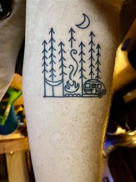 67 Camping And Nature Tattoo Ideas Tents Rvs Bears Campfire And