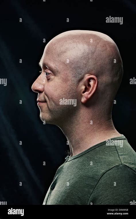 Profile View Of Bald Man Stock Photo Alamy