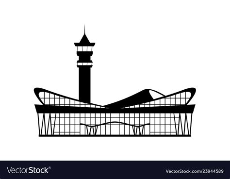 Solid Modern Airport Terminal Building Icon Vector Image