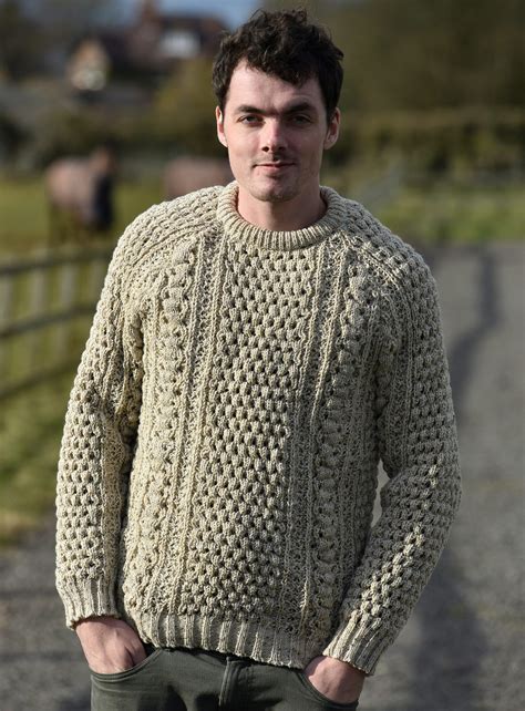 Natural Oatmeal Donegal Wool Aran Sweater From Irish Inspiration