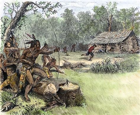 Native American Attack C1640 Nnative Americans Attacking An Outlying