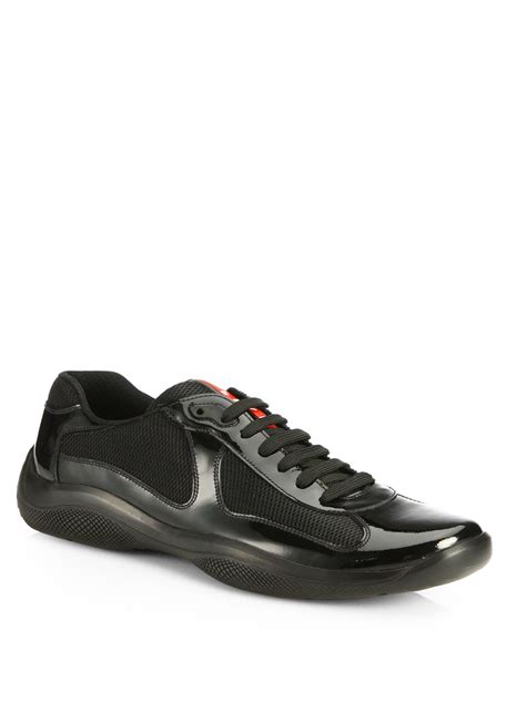 Lyst Prada Patent Americas Cup Sneakers In Black For Men
