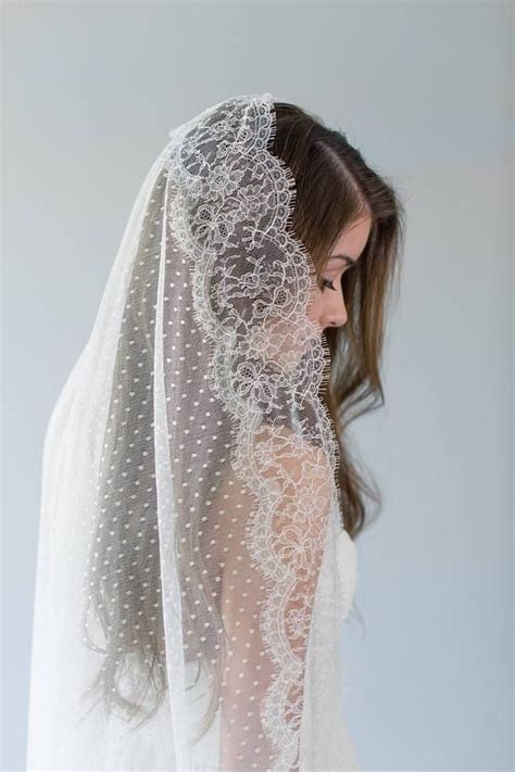 All About Romance Adelise Spotted Tulle Lace Mantilla Veil Veils