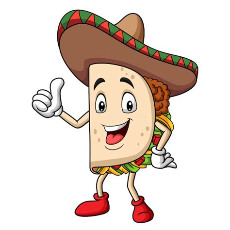 Premium Vector Cartoon Taco Wearing A Sombrero Giving Thumb Up