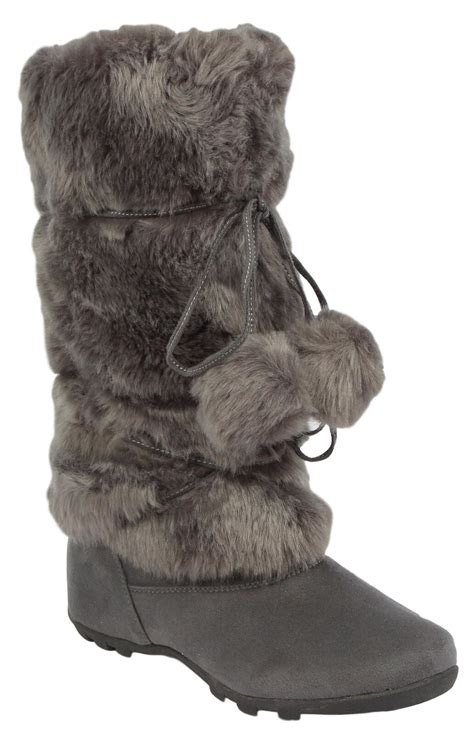 Talia Hi Women Mukluk Faux Fur Boot Mid Calf Winter Snow Gray 11