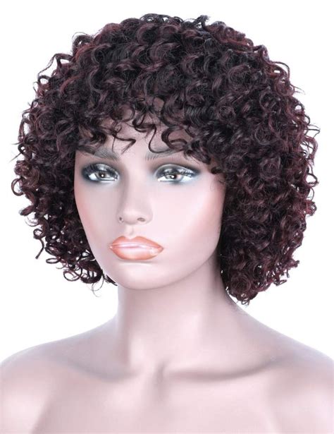 Beauart Remy Human Hair Wigs For Black Women Short Curly Dark Roots Ombre Black To Black
