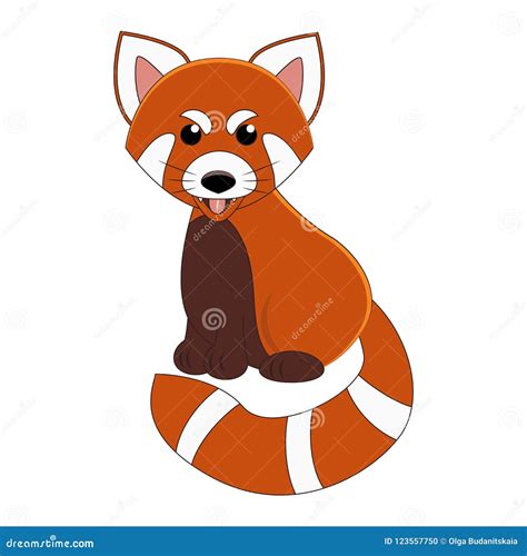 Cute Cartoon Red Panda Exotic Animal Vector Illustration Stock Vector