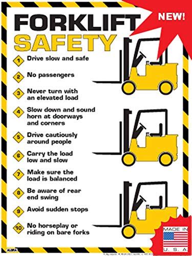 Algra Corporation Forklift Safety Rules Poster 18 X 24
