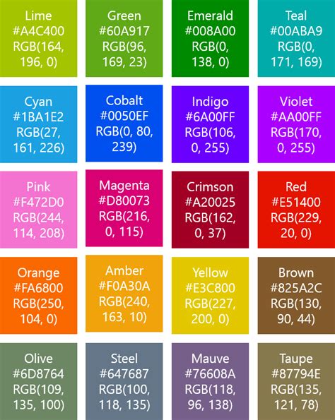 Windows 8 Renkleri Rgb Color Codes Windows Phone Blue Color Rgb