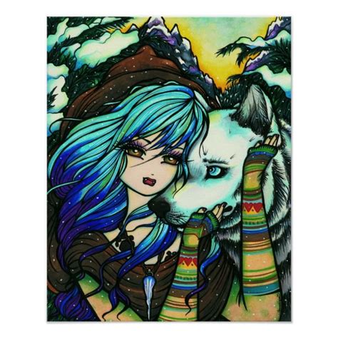 Melissa Vampire Wolf Fantasy Winter Art Poster Zazzle Fantasy