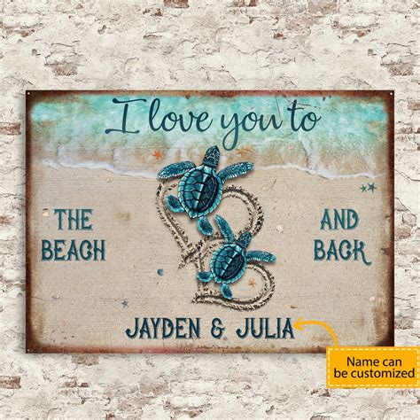 Personalized I Love You To Sea Turtle Metal Sign Turtle Etsy