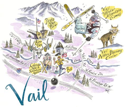 Map Print Of Vail Colorado Vail Ski Town Map Giclée Map Etsy