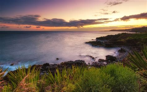 Download Hawaii Coast Ocean Nature Sunset Coastline Hd Wallpaper