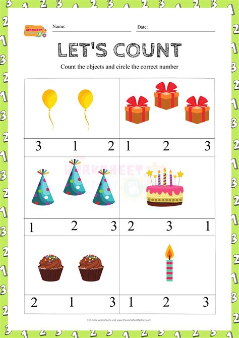 Counting Numbers 1 3 Worksheets For Kindergarten