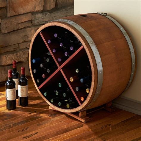 Contemporary Reclaimed Half Barrel Wine Rack Unique Wine Rack X Design Wooden Material Natural