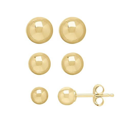 Everlasting Gold 14k Gold Ball Stud Earring Set Fine Earrings Stud