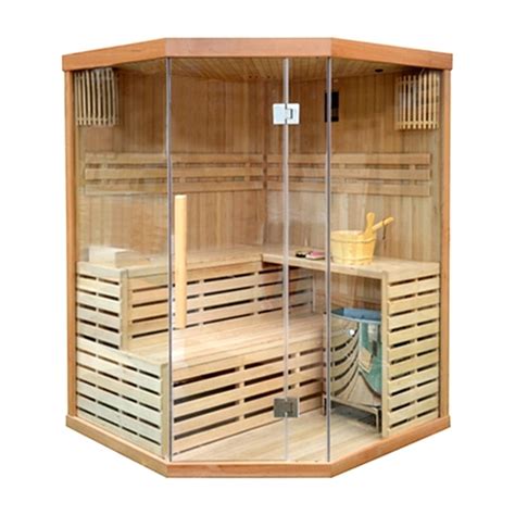 Aleko Canadian Hemlock 4 Person Indoor Wet Dry Sauna With 45 Kw Harvi