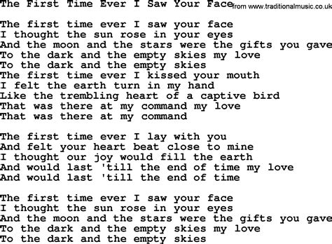 The First Time Ever I Saw Your Face By Gordon Lightfoot Lyrics