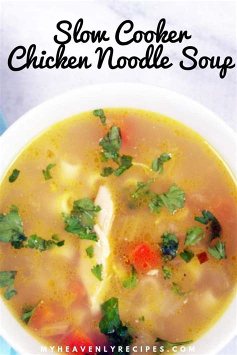 Slow cooker steak soup recipe is the perfect soup to leave everyone satisfied. slow cooker chicken noodle soup featured image in bowl ...