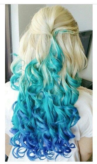 Blonde Turquoise Blue Two Tone Ombre Dyed Hair Color