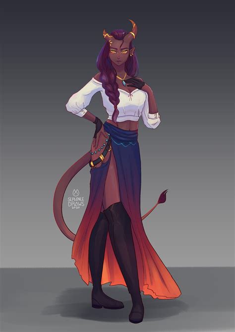 Female Tiefling Character Design Character Portraits Character