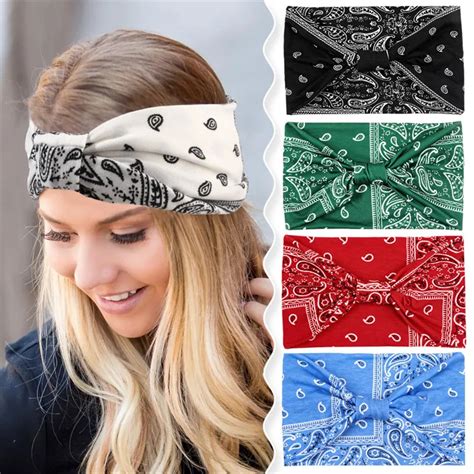 Summer Bohemian Wide Elastic Headband For Women Vintage Headwrap Turban